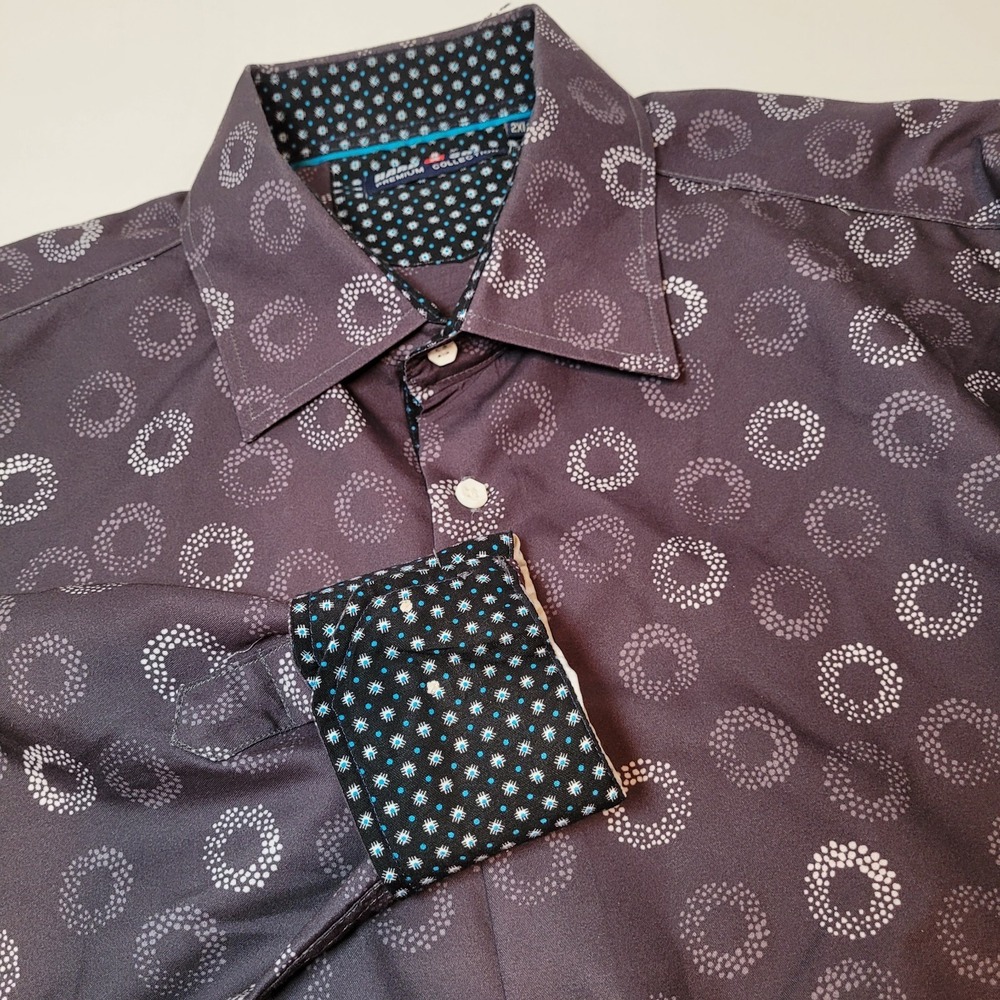 Hard Soda Premium Collection Gray Flip‎ Cuff Button Up Men's Shirt 2XL